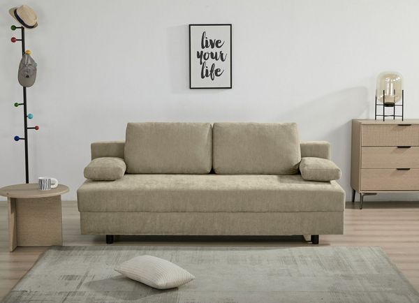 OTTO home Schlafsofa ONNIKO, Breite: 192 cm, Liegefläche 121x192 cm, Feinstruktur-Bezug, mit Bettfunktion & Bettkasten