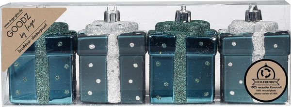 MAGIC by Inge Christbaumspitze, Christbaumschmuck Geschenkbox 6cm Kunststoff 4er Set - Emerald