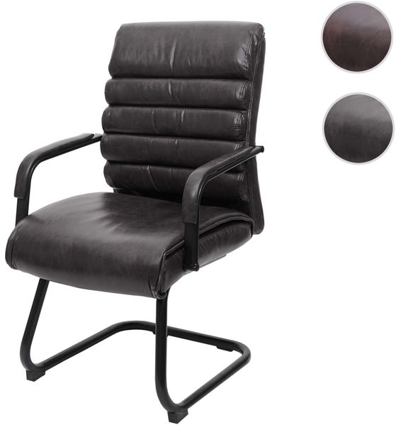 Mendler Konferenzstuhl HWC-H31, Freischwinger Stuhl, Metall FSC, Vintage Wildleder-Optik, Kunstleder schwarz, 100x59x60 cm Bild 7