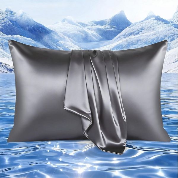 Elegear Kissenbezug Kühlender Kissenbezug 40x80/50x80 cm kopfkissenbezug Q-Max>0,5, Kissenbezüge mit Arc-Chill 3.0 Technologie, Maschinenwaschbar, grau