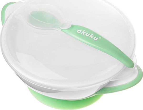 Akuku AKUKU Schüssel mit Saugfuß Löffel und Deckel