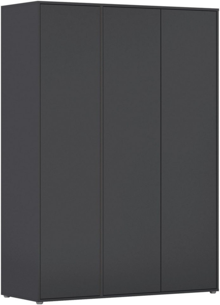 Rauch Möbel Nabila, Drehtürenschrank, Kleiderschrank, Kleiderschränke, Garderobe, 3-türig, Push-to-Open, Farbe Grau metallic, 140 x 194 x 53 cm