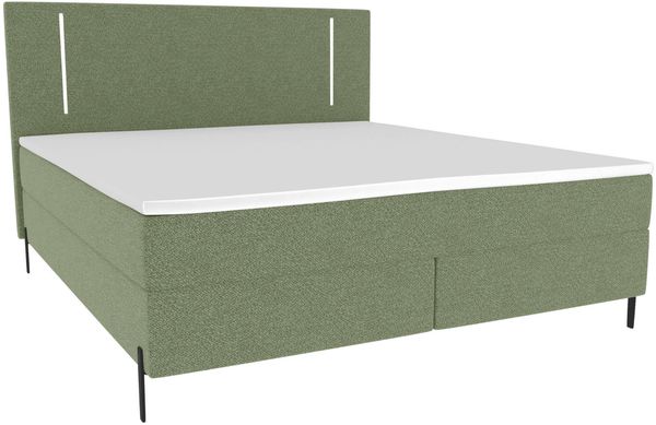 Boxspringbett Titan - Strukturstoff - salbeigrün - 200x200 cm