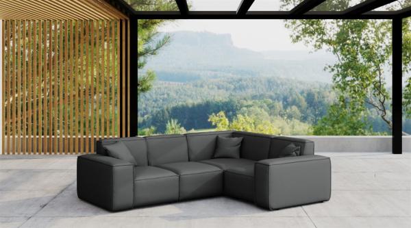 Garten Ecksofa SUMMER wetterfester Stoff NXL Anthrazit kurzer Schenkel Rechts