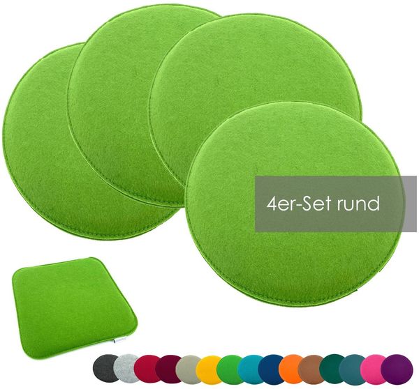 heimtexland Â® Sitzkissen Set Filz Stuhlkissen Stuhlauflage Filzkissen Stuhl Polster Kissen Typ631 4er Set 35 cm Rund ApfelgrÃ¼n