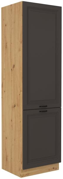 Küchen Hochschrank 60 cm Stilo Grau + Eiche Artisan Küchenzeile Küchenblock