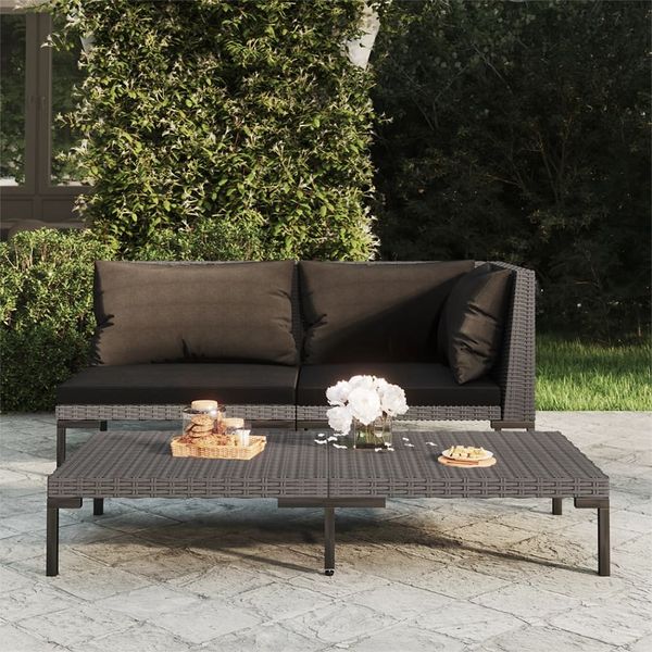 vidaXL Gartensofa mit Kissen Halbrundes Poly Rattan 318601