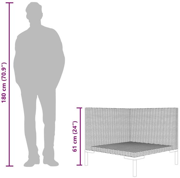 vidaXL Gartensofa mit Kissen Halbrundes Poly Rattan 318601 Bild 7