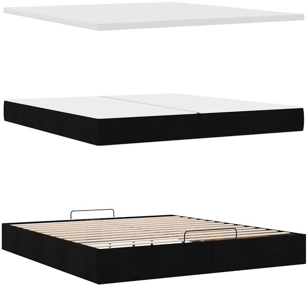 vidaXL Ottoman-Bett mit Matratzen Schwarz 200x200 cm Stoff 3311136 Bild 8