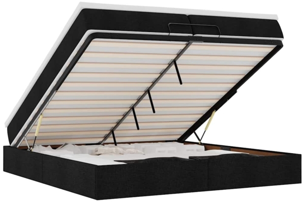 vidaXL Ottoman-Bett mit Matratzen Schwarz 200x200 cm Stoff 3311136