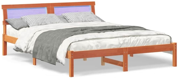 vidaXL Bettrahmen Wachsbraun 150 x 200 cm Massives Kiefernholz 872817 Bild 2