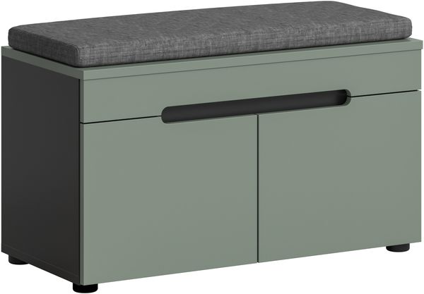 Sitzbank inkl. Sitzkissen (B/H/T: 80x45x37 cm) in Smoke Green Nachbildung