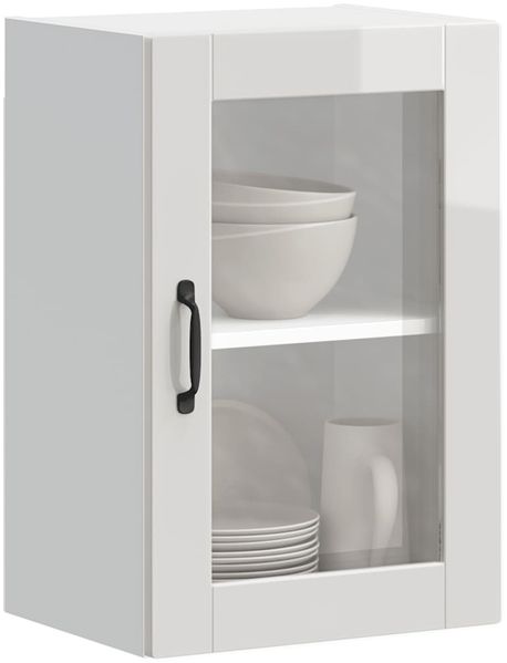 vidaXL Küchen-Hängeschrank mit Glastür Porto Hochglanz-Weiß 854009