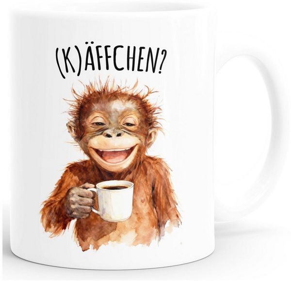 MoonWorks Tasse Tasse Spruch Käffchen Wortspiel Affe lustige Tiermotive Bürotasse, Keramik