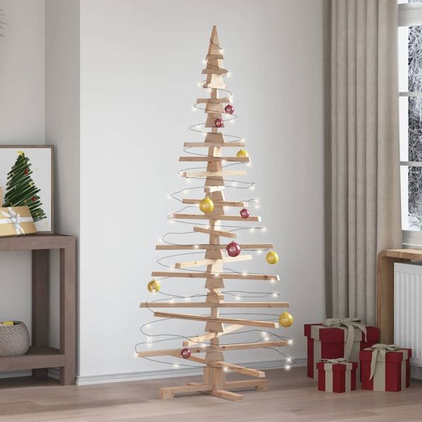 vidaXL | Holz Weihnachtsbaum | mit Ständer natur 180 cm Massivholz Kiefer 4103972