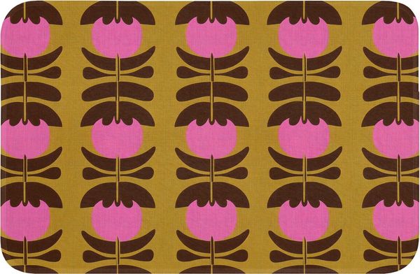 OnlyWow Badematte Abstrakt - Blumen - Rosa, Höhe 10 mm, Polyester, Rechteckig, Badezimmerteppich, Badteppich, Rutschfest, Badvorleger, Waschbar