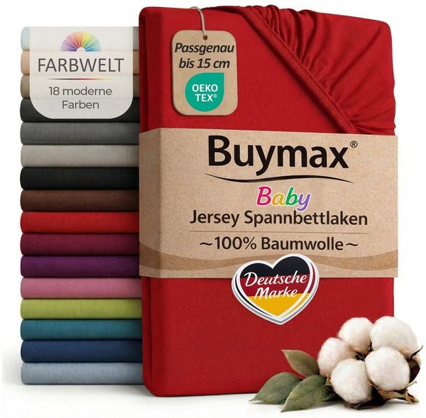 Buymax Spannbettlaken Babybett Kinderbett 60x120 cm 70x140 cm, Jersey 100% Baumwolle, Gummizug: Rundumgummi, (1 Stück), bis 15 cm Matratzenhöhe, weich, atmungsaktiv, hautfreundlich