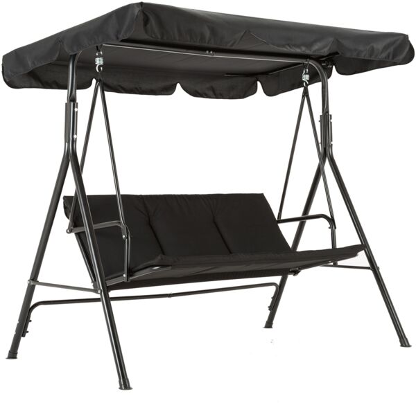 MCombo 3-Sitzer Hollywoodschaukel 8003, Polyestergewebe und Stahl, Schwarz 170 x 114 x 155 cm