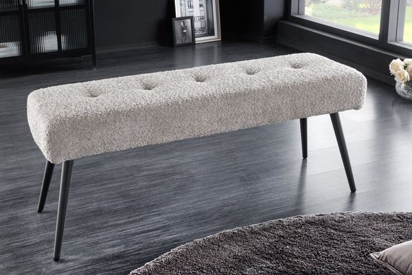 riess-ambiente Sitzbank BOUTIQUE 100cm champagner greige / schwarz (Einzelartikel, 1-St), Wohnzimmer · Bouclé · Metall · Esszimmer· Flur · Schlafzimmer