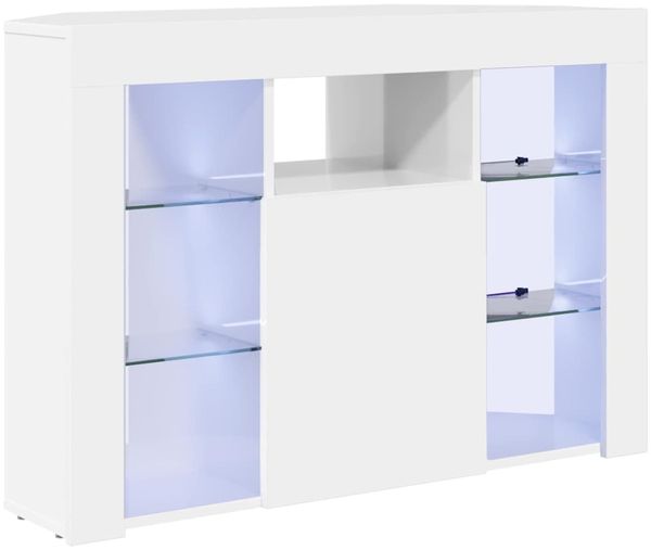 Eck-LED-TV-Schrank, Lowboard TV Hochglanz Weiß 100x40x68cm Holzwerkstoff d2704e
