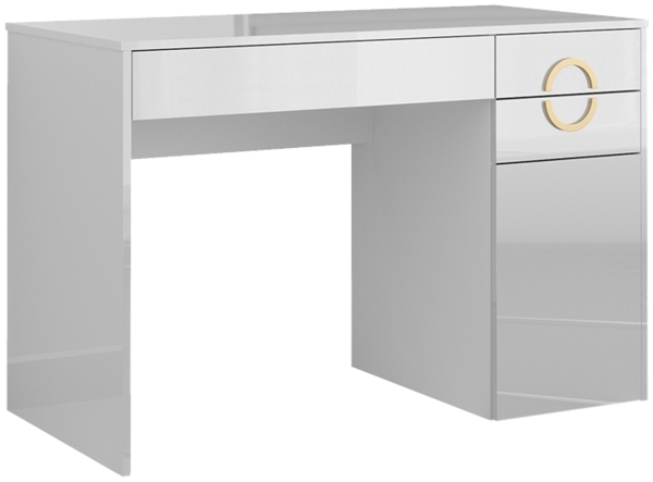 Schreibtisch Adela Weiß Hochglanz 115 x 55 cm mit 3 Schubladen Vicco