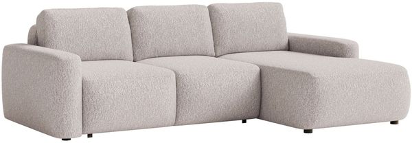 Selsey 'Carnos Mini' Ecksofa mit Schlaffunktion, Ottomane rechts, Chenille Beige