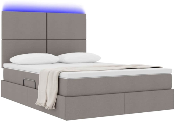vidaXL Bett mit LED-Lichtleisten mit Kopfteil Taupe 140 x 190 cm Stoff 3372354 Bild 2