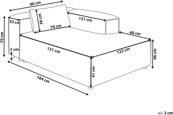 Linksseitige Chaiselongue BRANDE Stoff Schwarz Bild 2
