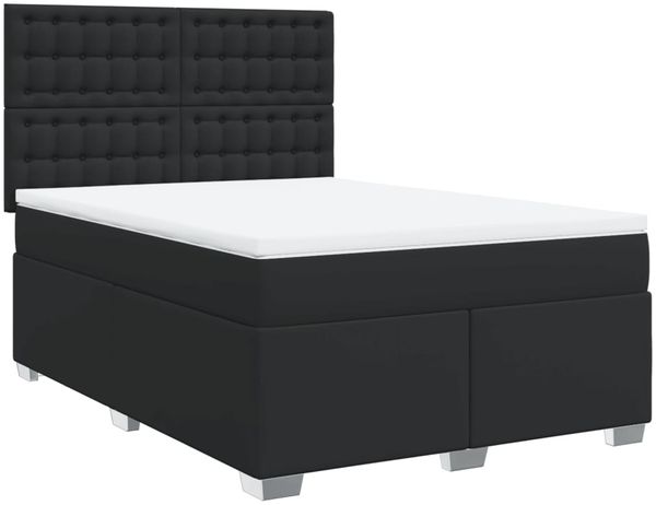 vidaXL Boxspringbett mit Matratze Schwarz 160x200 cm Kunstleder 3293028 Bild 3