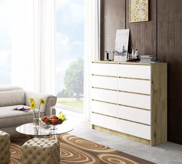 Raumhirsch Furniture Kommode mit 8 Schubladen 138 cm breit Holz Schrank, (viele Farbvarianten - Maße: 138 x 121 x 40 cm) - Hochwertig & stabil