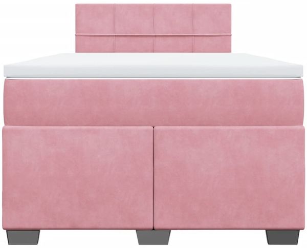 vidaXL Boxspringbett mit Matratze Rosa 120x200 cm Samt 3286287 Bild 4
