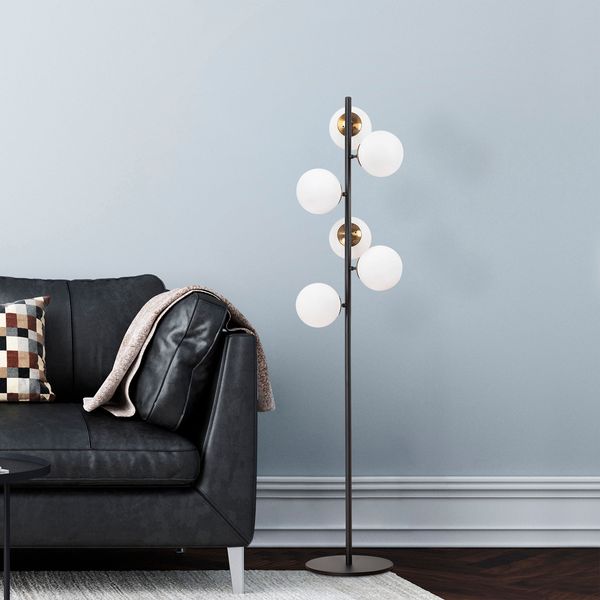 Stehlampe, 'Fazli', 163 x 35 x 22, Schwarz