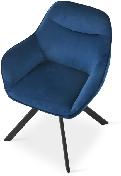 GOEURVANT 1370 Esszimmerstühle 4er-Set, 360° Drehbar, Samt - Preußischblau Bild 3