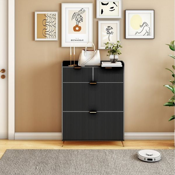 PXloue Schuhschrank Schuhschrank mit zwei Schubladen und zwei Klappen