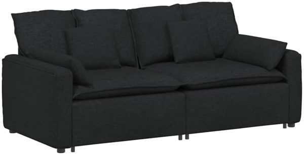 vidaXL Modulares Sofa mit Kissen Schwarz 3321119