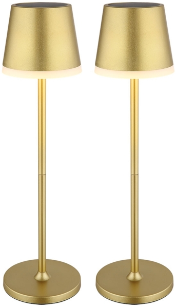 2x LED Solar Tischleuchte, gold, 2 Höhen möglich, H 41 cm