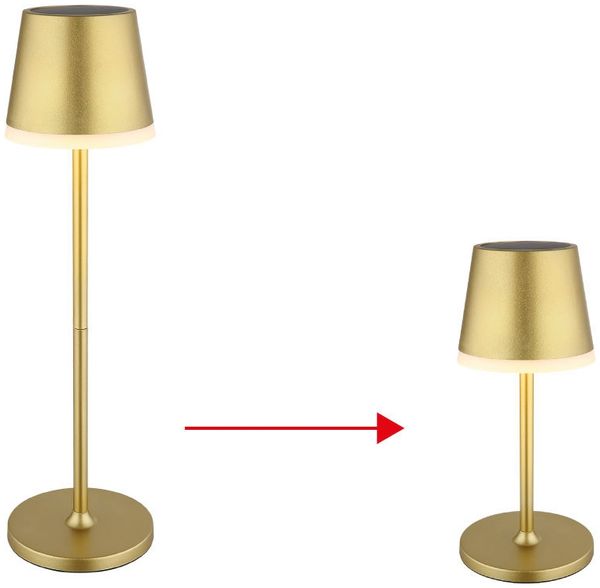 2x LED Solar Tischleuchte, gold, 2 Höhen möglich, H 41 cm Bild 5