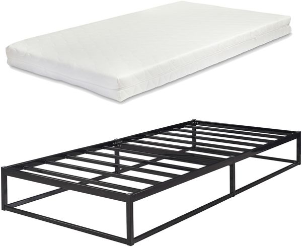 Metallbett Trerunta mit Matratze 90 x 200 cm Stahl Schwarz [en. casa] Bild 3