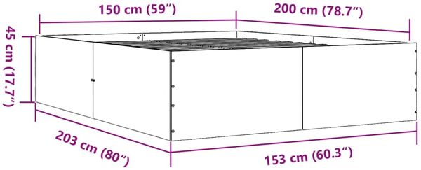 vidaXL Bettgestell Sonoma-Eiche 150x200 cm Holzwerkstoff 3280918 Bild 10