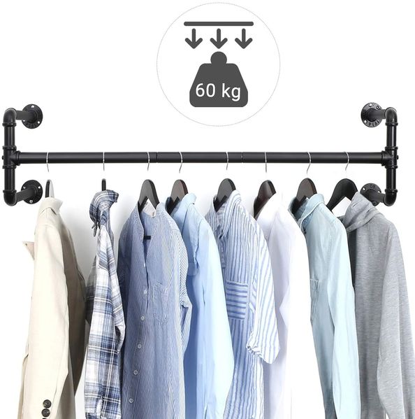 Songmics Kleiderstange (2 St) Wandmontage bis 60 kg belastbar HSR64BK-02 Bild 4