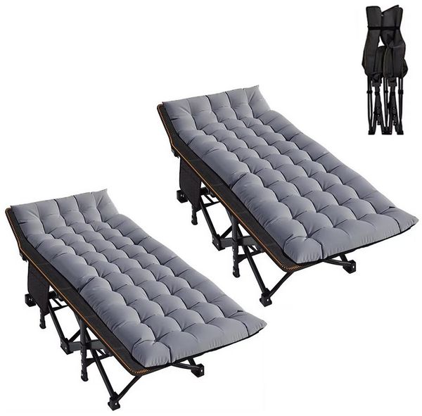 Divit Gartenliege 2x Klappbares Feldbett Gartenliege mit Auflage & Tragetasche bis 200 k