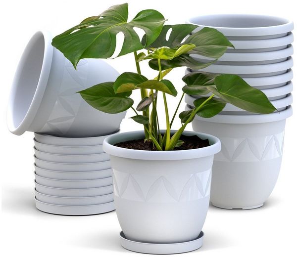 Plastard Pflanzkübel 3er, 5er, 10er Sets, Blumentopf mit passenden Untersetzer 15 - 40 cm (10 St, Blumenkübel ist Witterungs-, frost- und UV-beständig) Bild 5