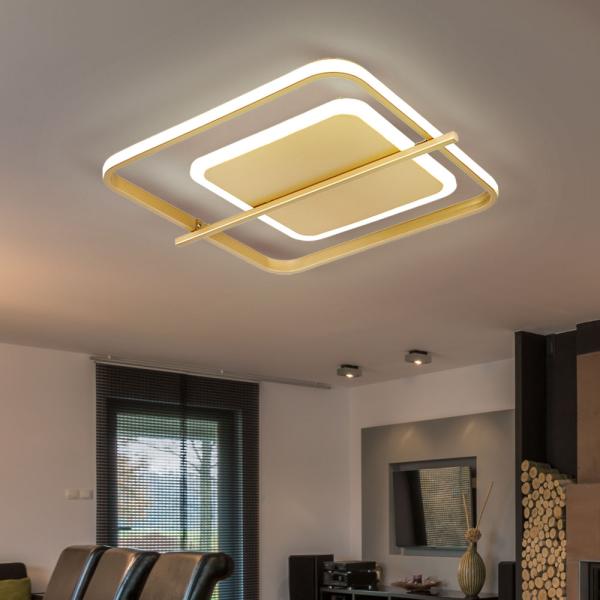 LED Deckenleuchte, Metall, Goldfarben, L 40 cm