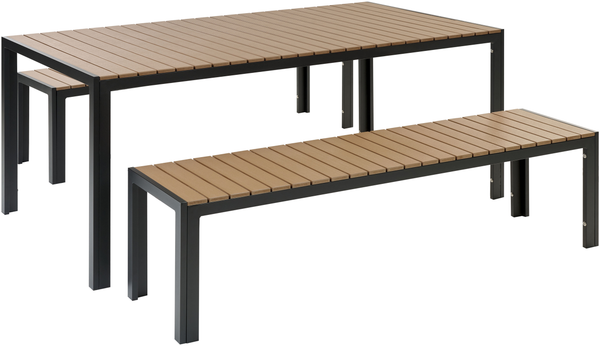 Gartentisch Set NARDO 180x90x75 cm Heller Holzfarbton-Schwarz