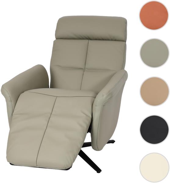 Relaxsessel HWC-L10, Design Fernsehsessel TV-Sessel Liegesessel, Liegefunktion drehbar, Voll-Leder ~ grau Bild 9