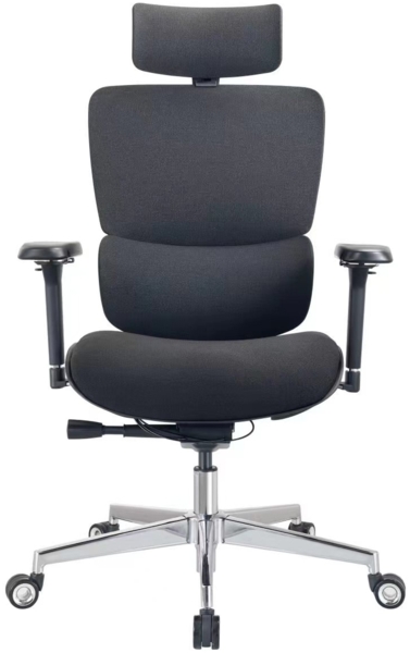 CLOUVOU MasterSeat, ergonomischer Bürostuhl, höhenverstellbare Rückenlehne mit thermoregulativem Bezug, 4D-Armlehnen, 3D-Kopfstütze, Schwarz