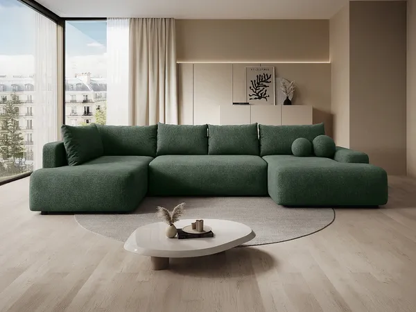 Vente-unique - DAVISO Sofa Stoff Grün - B 204 cm x H 87 cm x L 360 cm