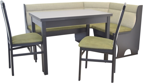 4tlg. Eckbankgruppe "Zac", mit Truheneckbank, schwarz, Bezug grün Bild 2