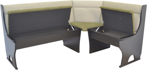 4tlg. Eckbankgruppe "Zac", mit Truheneckbank, schwarz, Bezug grün Bild 4