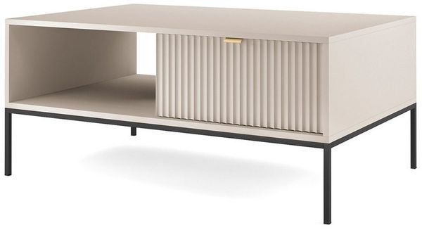 Lomadox Couchtisch NEWCASTLE-160, in kaschmir mit schwarzem Fußgestell